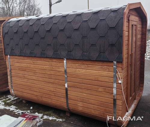 Баня Квадро-бочка BADEFASS 3.5м на 2 пом. с козырьком