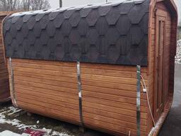 Баня Квадро-бочка BADEFASS 3.5м на 2 пом. с козырьком