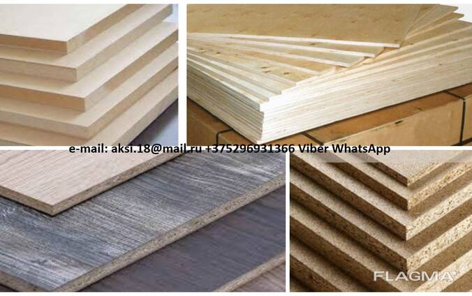 Chipboard, laminated chipboard, MDF, HDF, plywood
