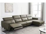 Italian Minimalist Three-Seat Chaise Longue Leather Sofa Side Carrying Usb Electric Button - photo 1