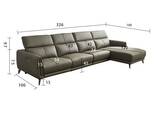 Italian Minimalist Three-Seat Chaise Longue Leather Sofa Side Carrying Usb Electric Button - photo 5
