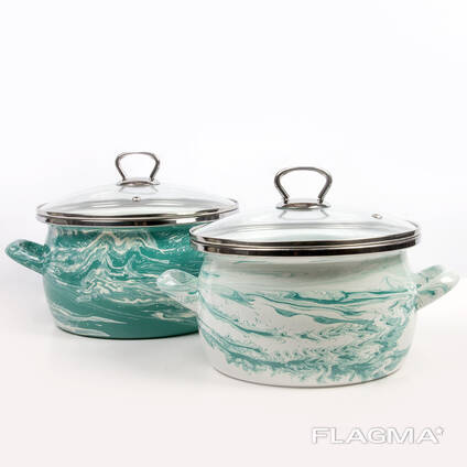 Кастрюли стальные эмалированные серии "Шейк"